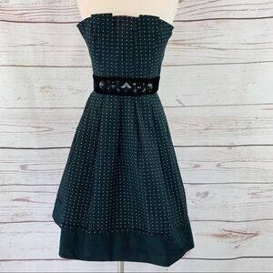 BCBGMAXAZRIA strapless black white dots belt beads